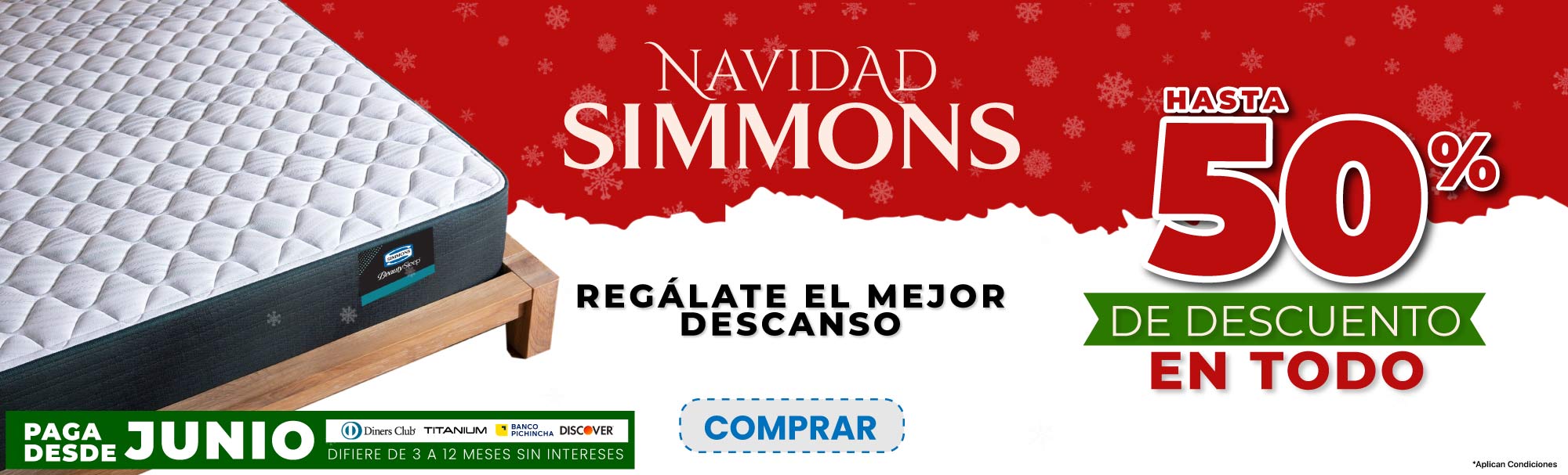 Navidad en Simmons | Hasta 50%OFF en todos los colchones